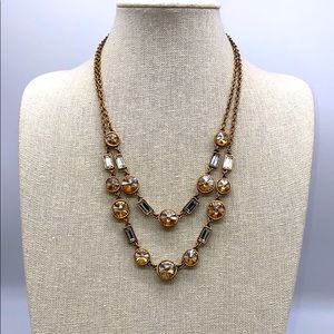 Chico's Gold Tone Faced Bead Statement Necklace